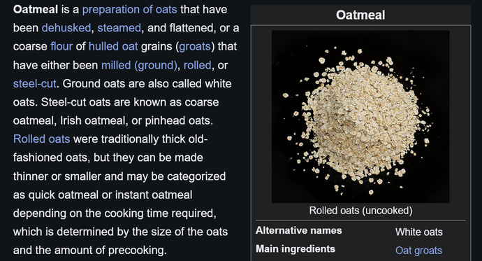 Oatmeal is made with oats !