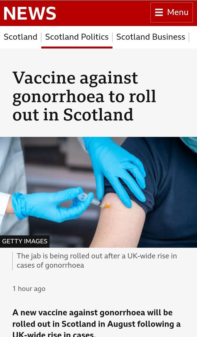 Whats your thoughts on the UKs government gonorrhoea vaccination programme?