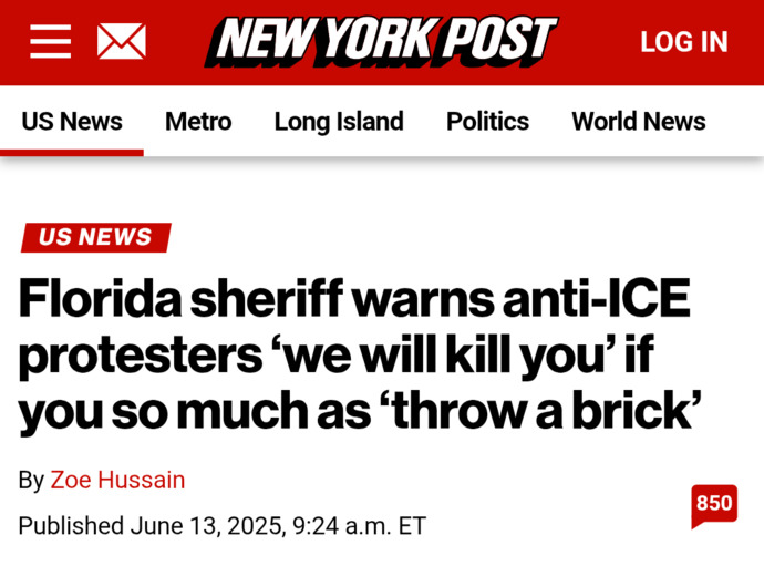 What Is Your Opinion On A Florida Sheriff Warning Protesters Not To Attack Deputies Or They Will Be Severely Harmed?