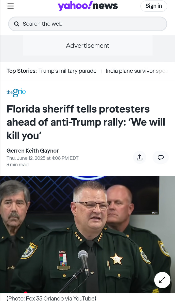 What Is Your Opinion On A Florida Sheriff Warning Protesters Not To Attack Deputies Or They Will Be Severely Harmed?