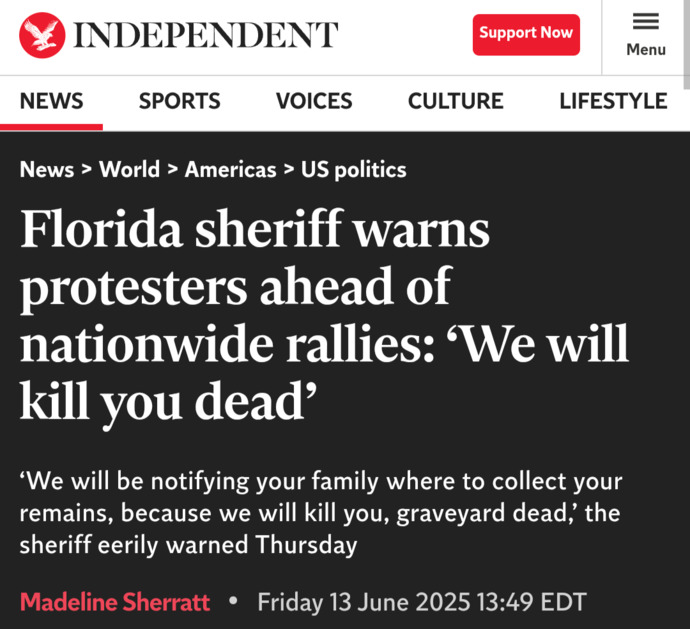What Is Your Opinion On A Florida Sheriff Warning Protesters Not To Attack Deputies Or They Will Be Severely Harmed?
