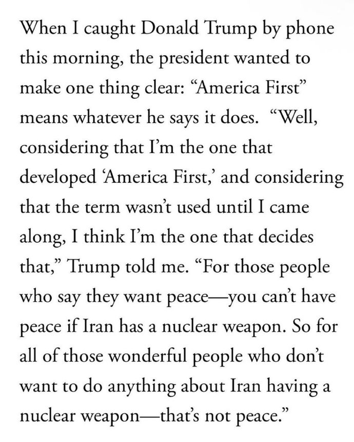 Seriously, he thinks he came up with "America First"!