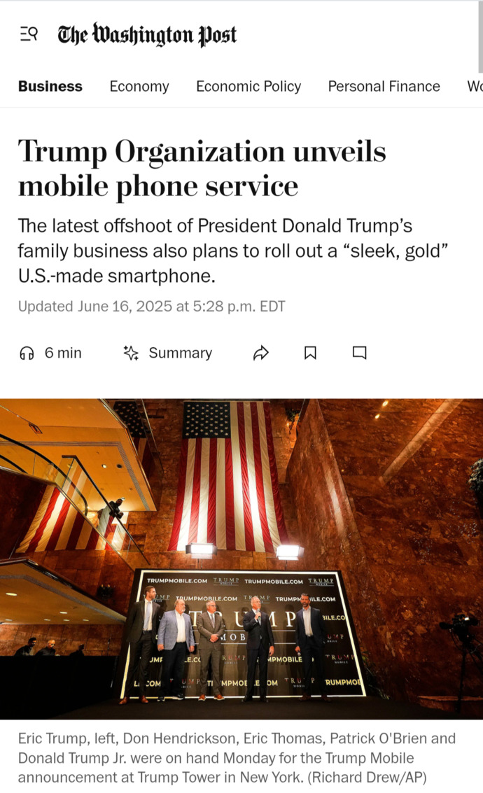 What Is Your Opinion On The Trump Mobile, The Trump Organization New Phone Plan?