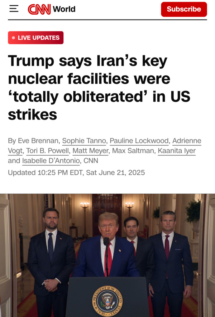 What Is Your Opinion On Trump Ordering Air Strikes On Iran Nuclear Sites?