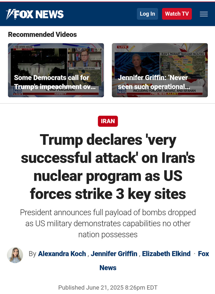 What Is Your Opinion On Trump Ordering Air Strikes On Iran Nuclear Sites?