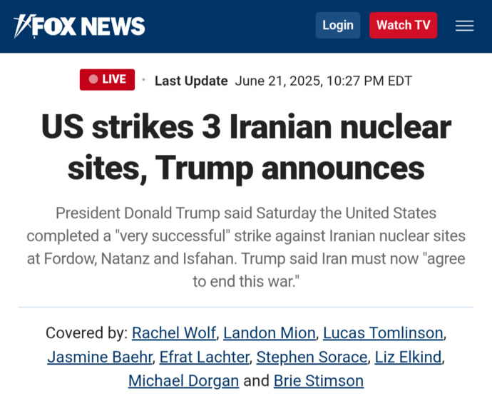 What Is Your Opinion On Trump Ordering Air Strikes On Iran Nuclear Sites?