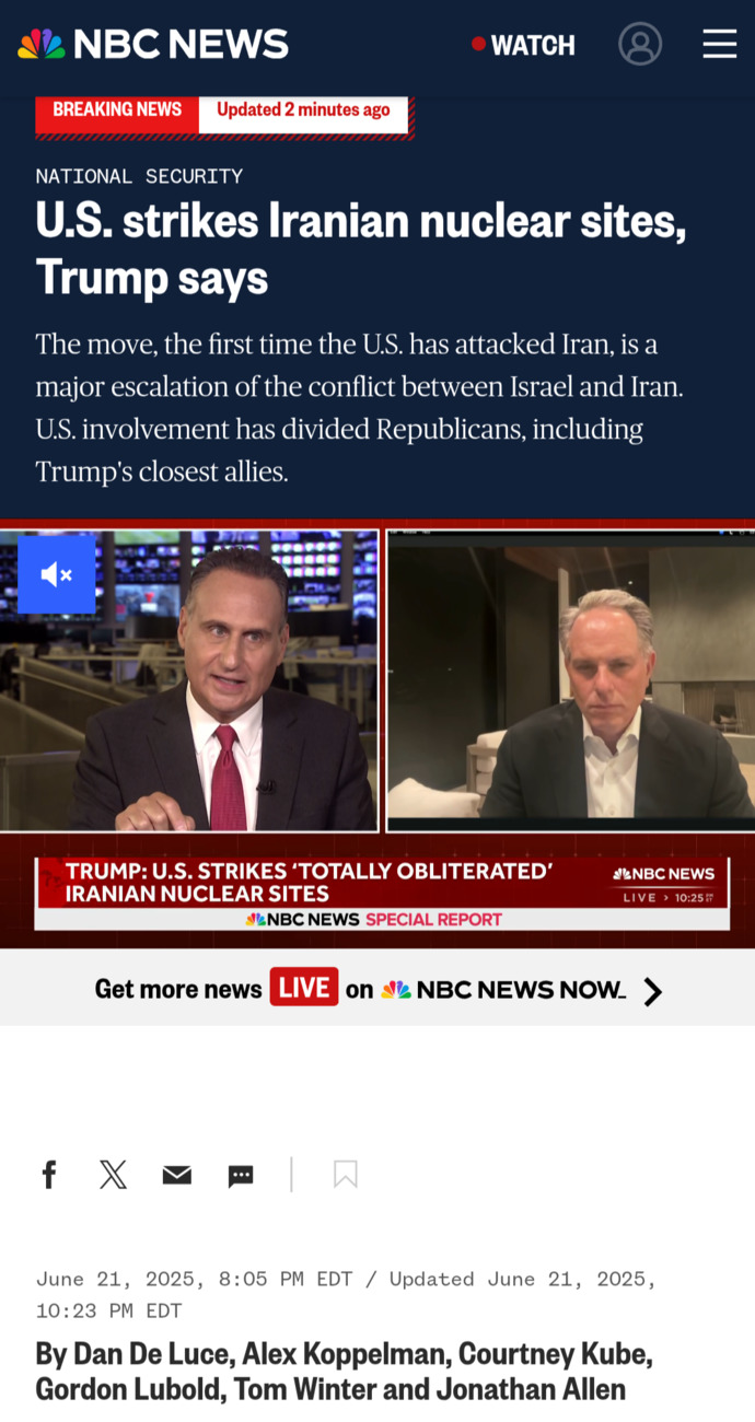 What Is Your Opinion On Trump Ordering Air Strikes On Iran Nuclear Sites?