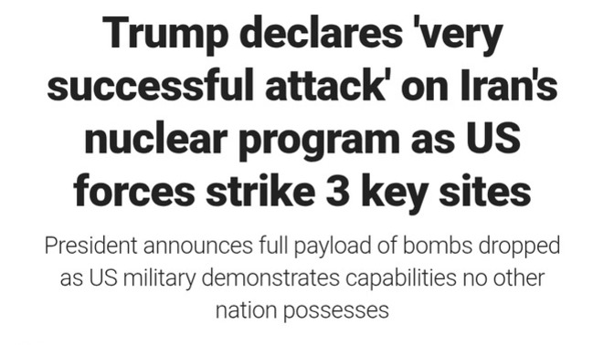 What Is Your Opinion On Trump Ordering Air Strikes On Iran Nuclear Sites?