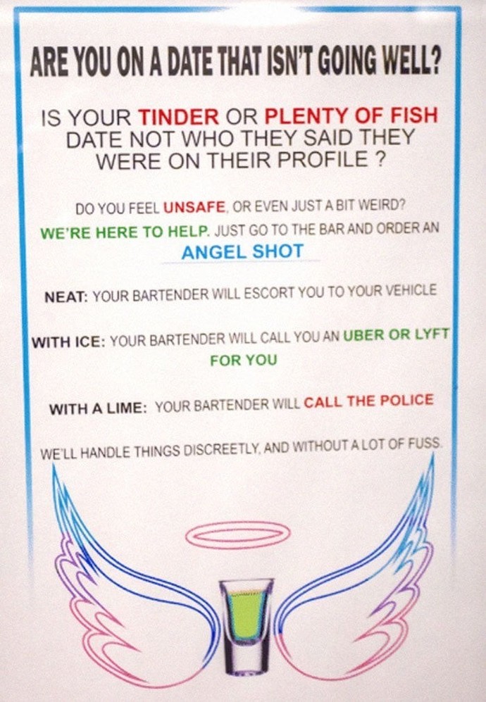 Did you know about the angel shot code in bars?