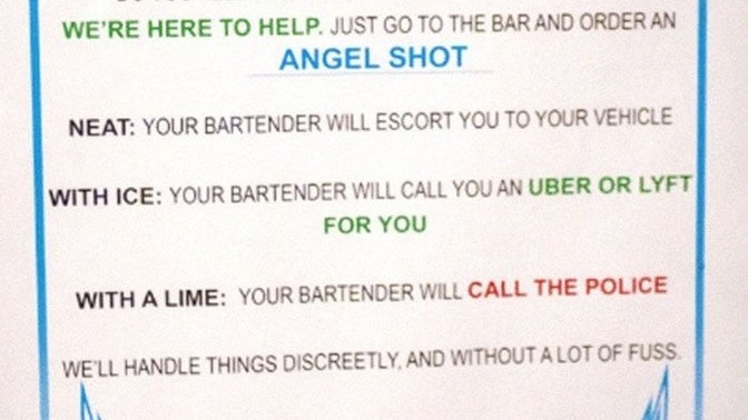 Did you know about the angel shot code in bars?