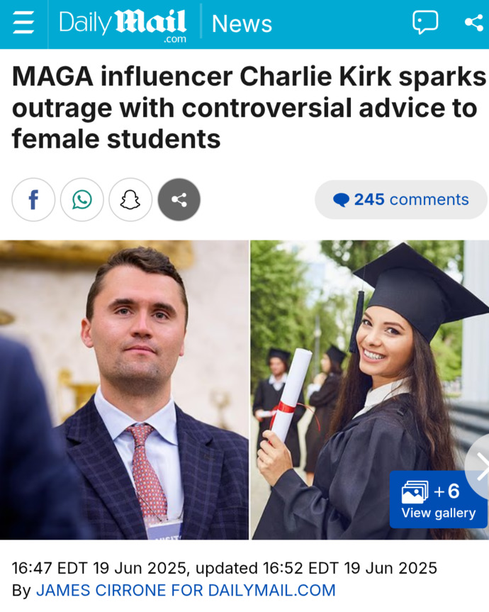Political Activist Charlie Kirk Says Females Need To Attend College To Find A Husband And Not Obtain A Degree? What Are Your Thoughts?