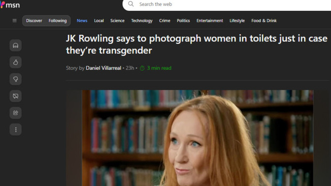 What do you think of JK Rowling telling people to photograph women in toilets in case they’re transgender?