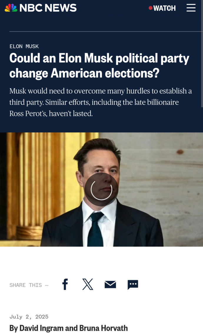 What Is Your Opinion On Elon Musk Attempting To Form His Own Political Party?