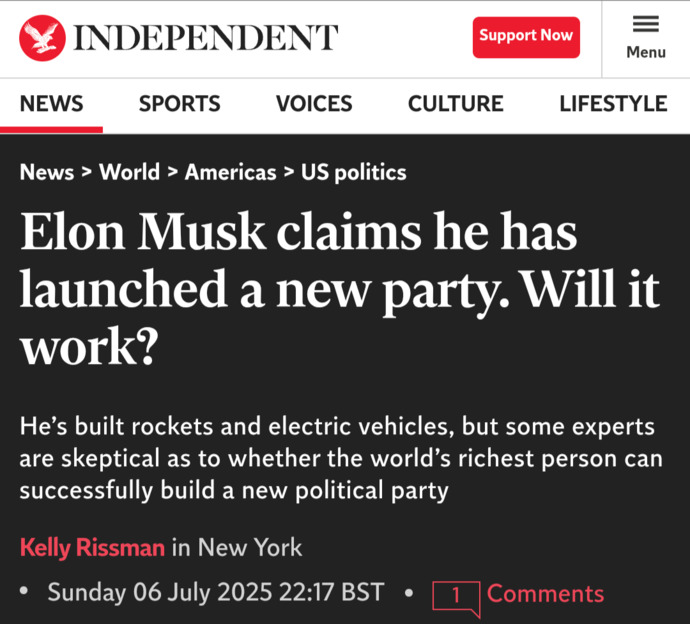What Is Your Opinion On Elon Musk Attempting To Form His Own Political Party?