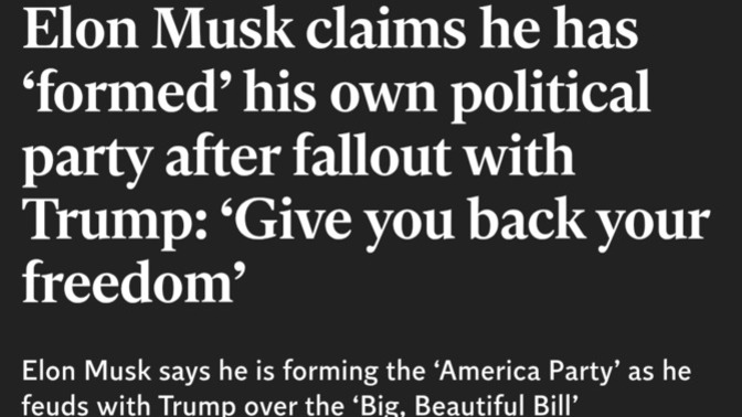 What Is Your Opinion On Elon Musk Attempting To Form His Own Political Party?