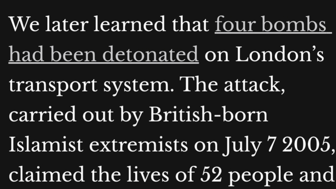 Are you appalled by the attack July 7, 2005, 20 years ago today, that British-born Islamist extremists did?