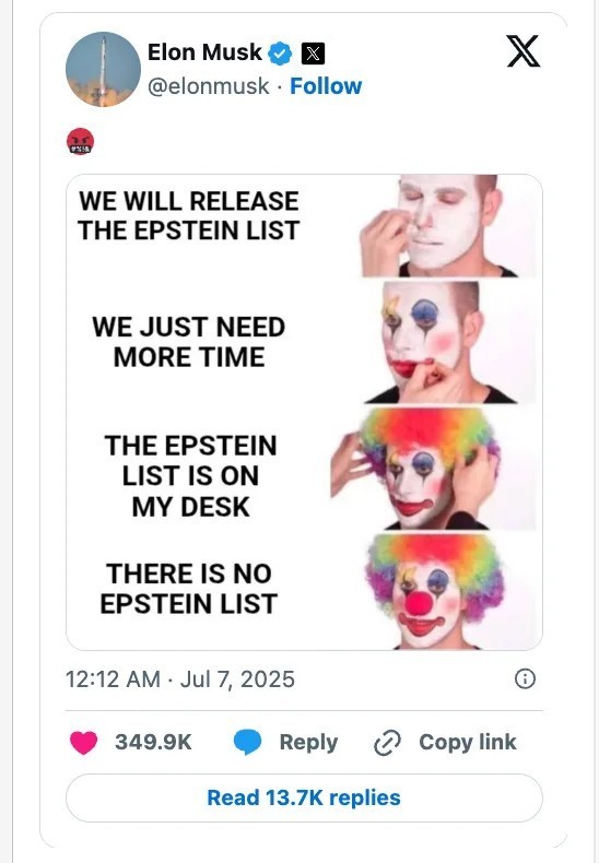 Thoughts on the Epstein list apparently not existing?