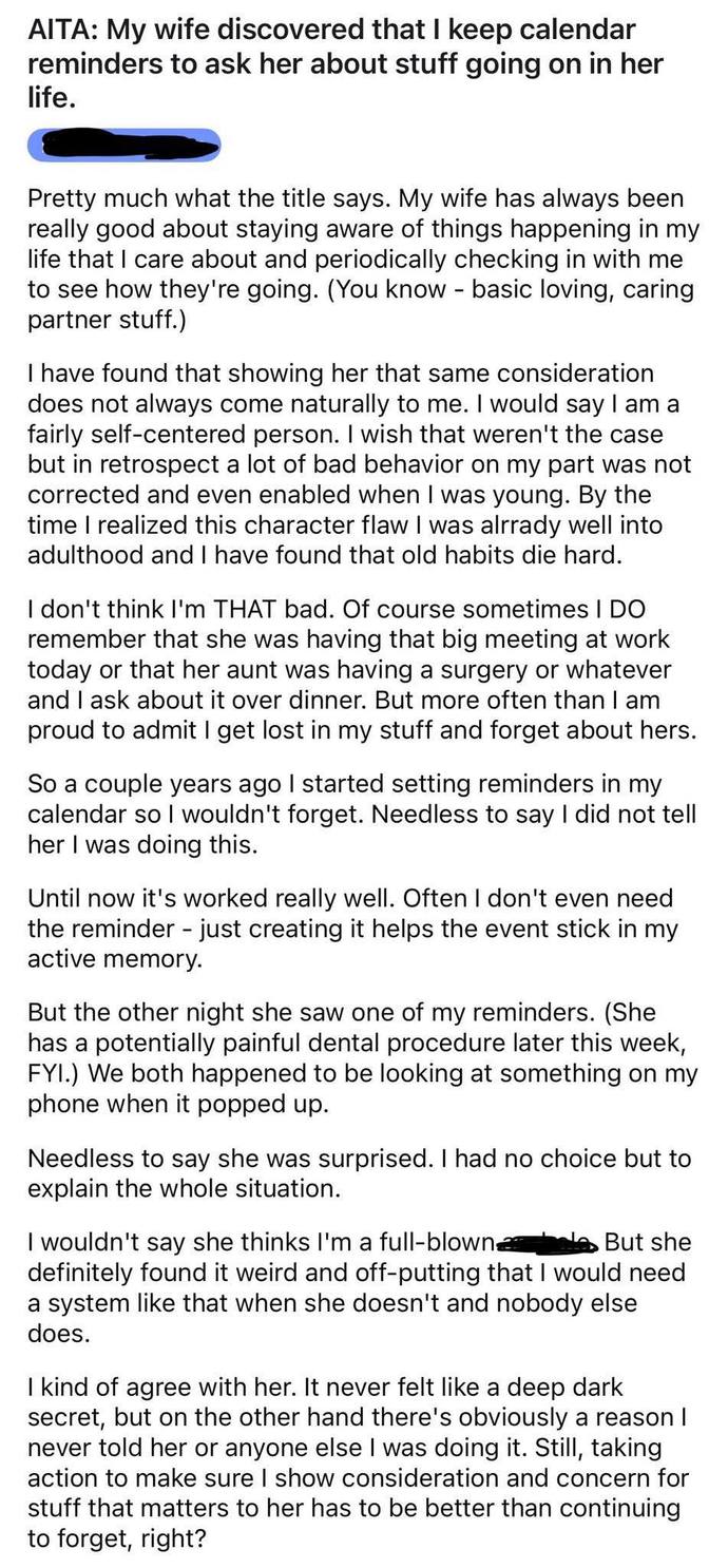 Ladies of GAG, How would you feel if your significant other needed to use calendar reminders to remind him of important things and dates?
