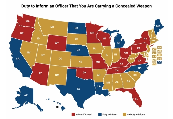 WUT? In some states you DONT HAFTA inform the cops youre armed? Why would ANY cops support MAGA who pushes this INSANE law?
