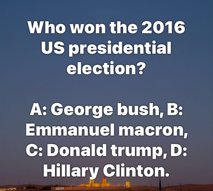 Who do you think won the 2016 presidential election?