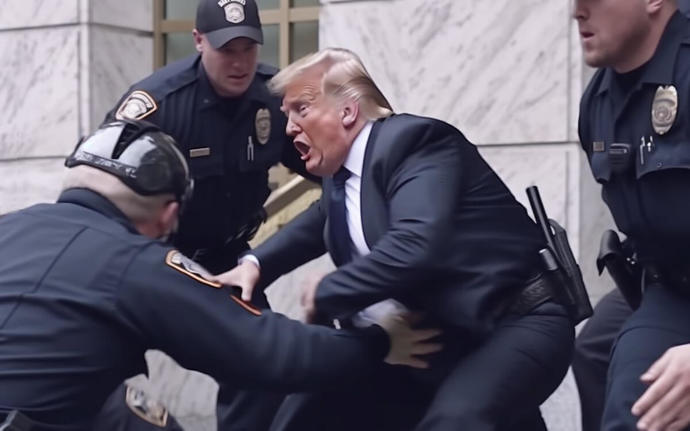 AI generated image of trump resisting his arrest.
