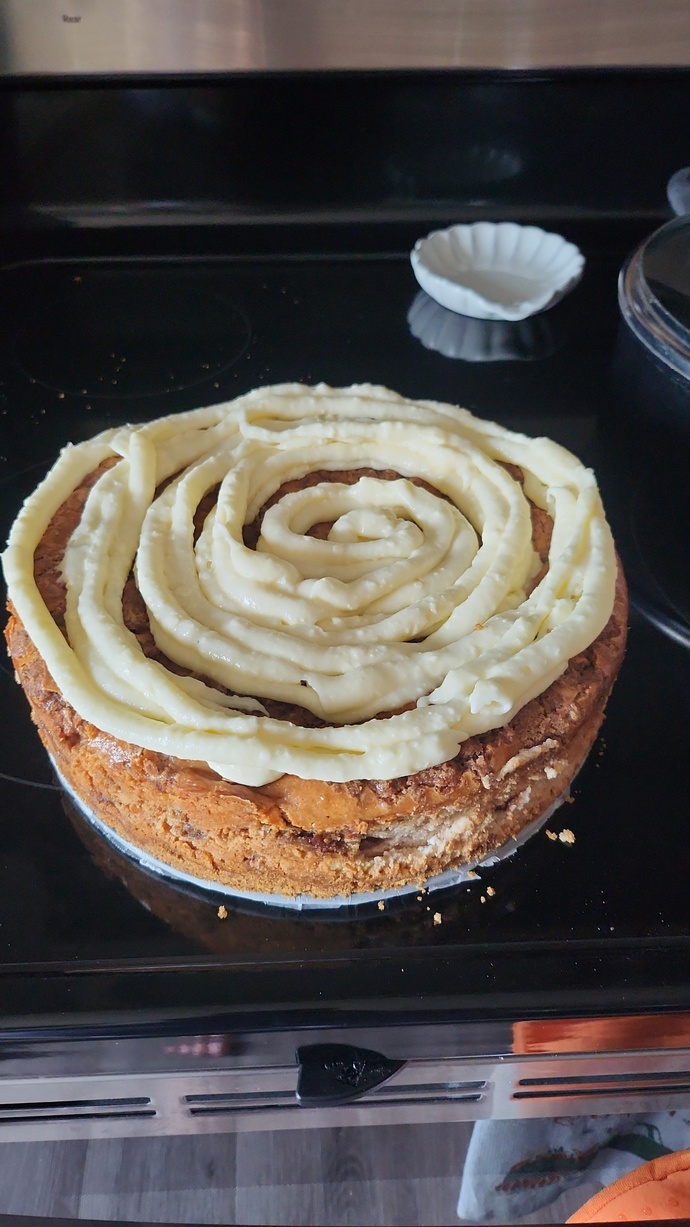 How does my cinnamon roll cheesecake look?