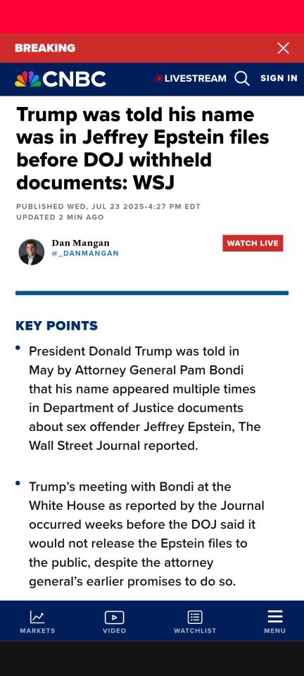 What do you think about Trump being on the Epstein Files?