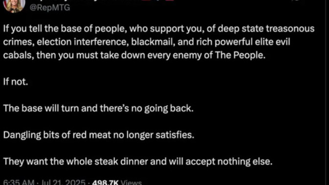 What do you think about this warning from MTG to Trump?