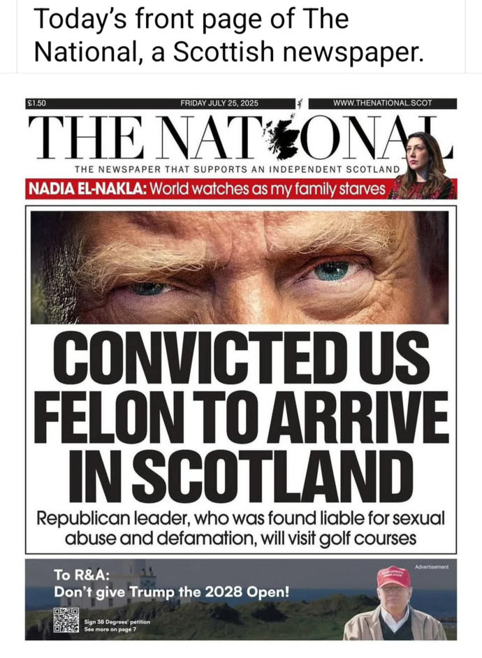 What do you think about this welcome to Scotland for Trump?