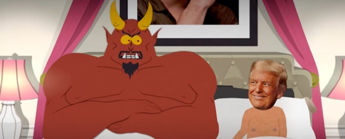 Trump in bed with Satan? 😳 Is this going too far? VOTE!
