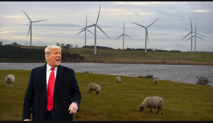 Why was Trump reiterating his insane claim that windmills are killing us during his trip to Europe?