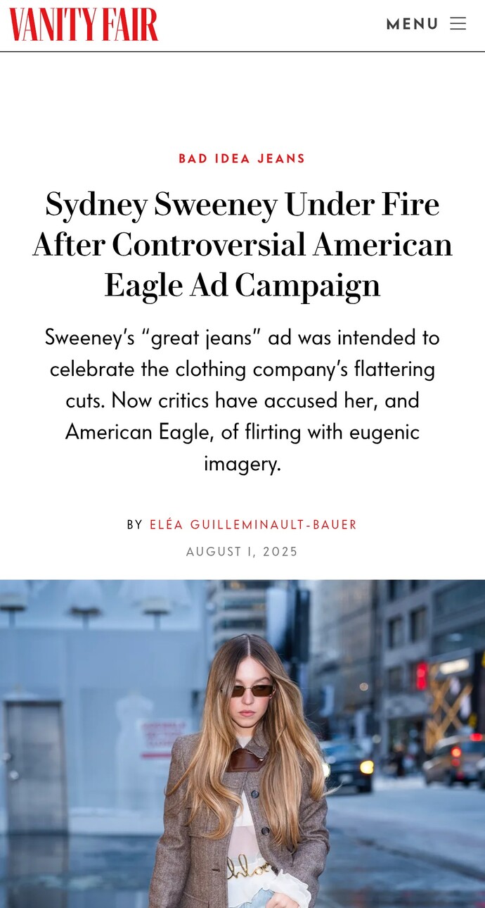 Whats Your Opinion On Sydney Sweeney Controversial American Eagle Commercial And Do You Find It Racist?