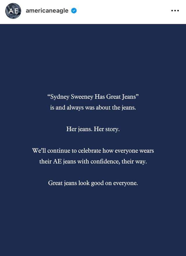 American Eagle Breaks Their Silence And Defense Sydney Sweeney Over Controversial American Eagle Ad, What Are Your Thoughts?