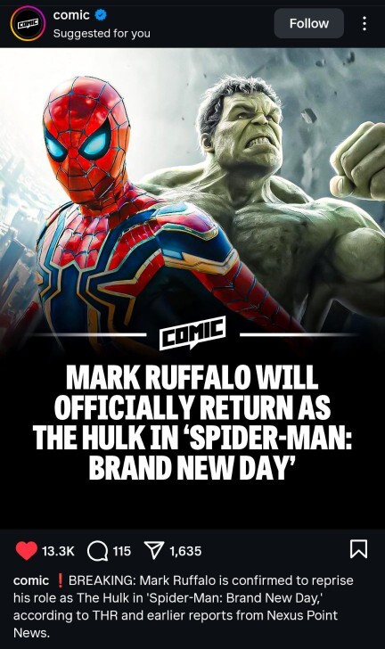 What are your thoughts on The Hulk being in Spider-Man: Brand New Day?