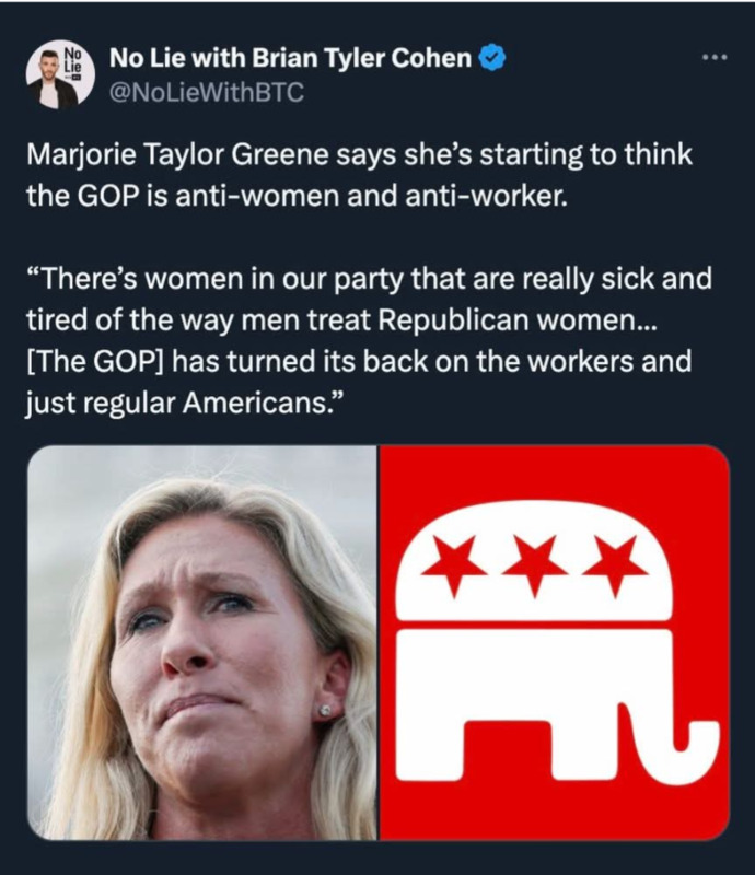 Do you agree with Marjorie Taylor Greenes current assessment of the GOP?