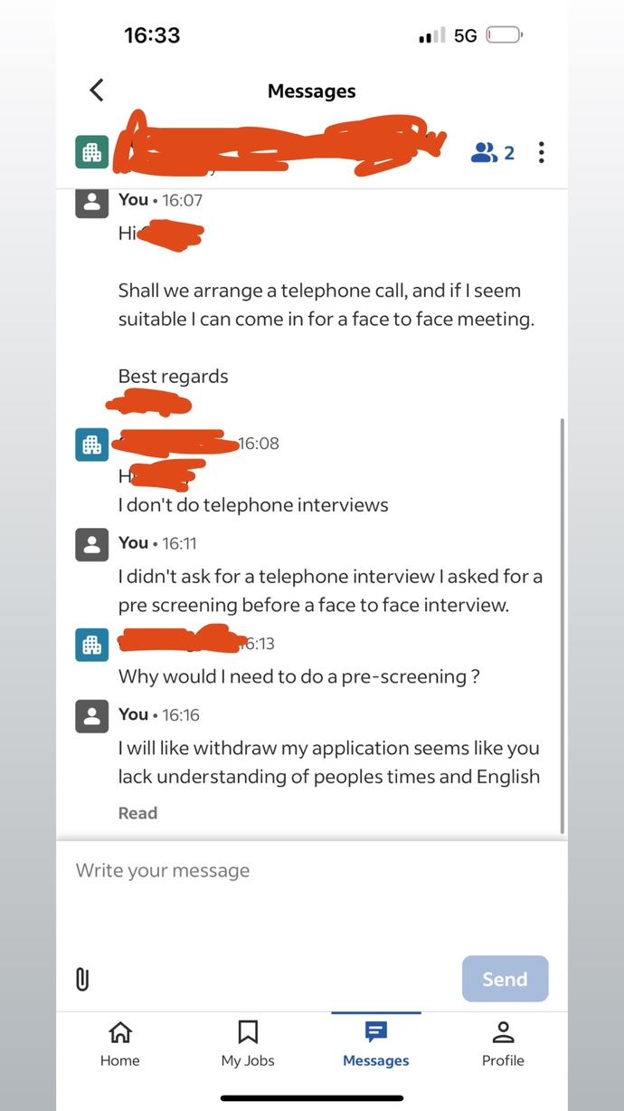 I had a back and forth with a recruiter this afternoon, was I in the wrong or not?