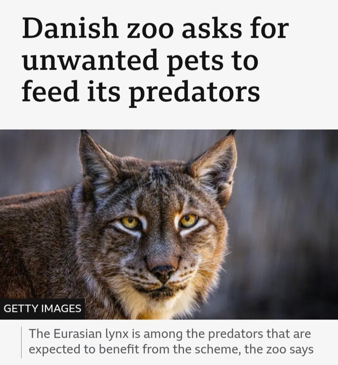 Would you give your pets to a zoo as food?