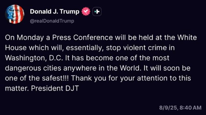 Will Trump take over administration of Washington DC? Should he? What reasons would he give if so? Is this pre planning another J6 coup?