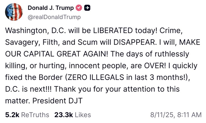 Trump brings security to DC, would you support him doing the same in Crime ridden democrat cities to?