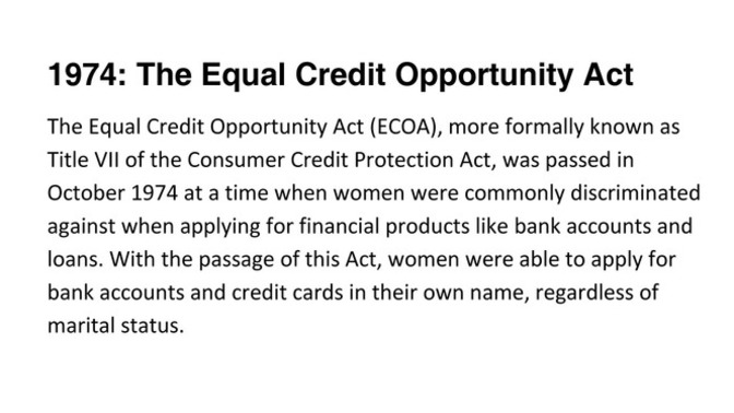 Before the Equal Credit Opportunity Act (ECOA) in 1974, women could not open a bank account without a male cosigner. Should the Act include children?