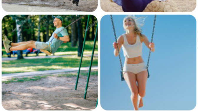 What would you think if you saw two adults on the swings?