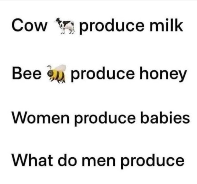 What do men produce?