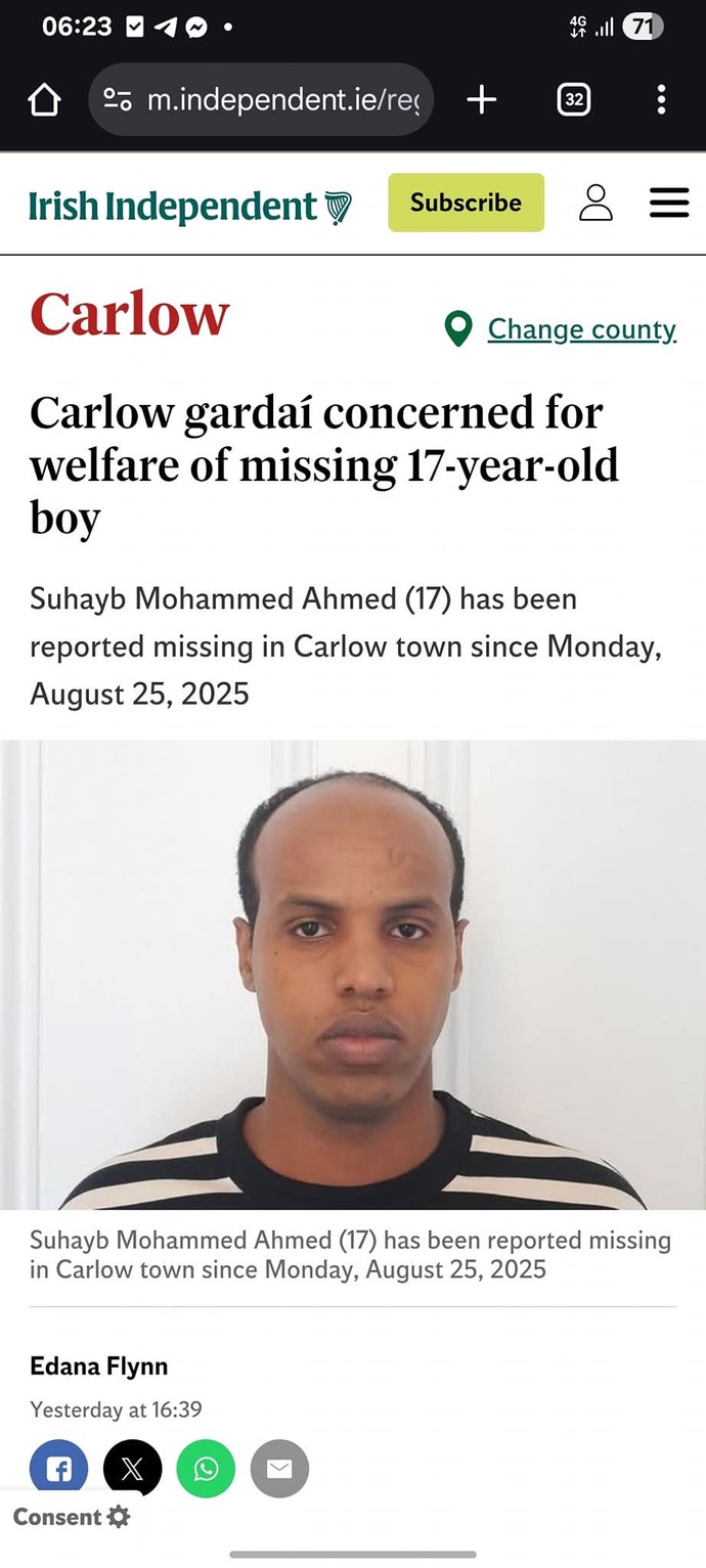 17 year old migrant boy missing in Ireland. Do you think he will be found?