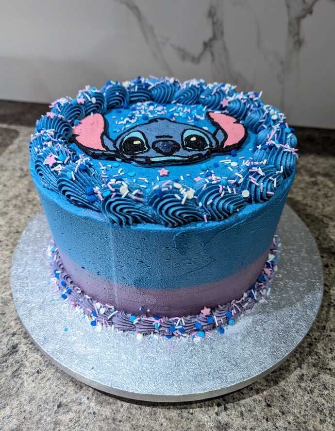 My 3-Year-Old niece is a big Lilo& Stitch fan. What do you think of the cake and biscuits I made for her birthday?