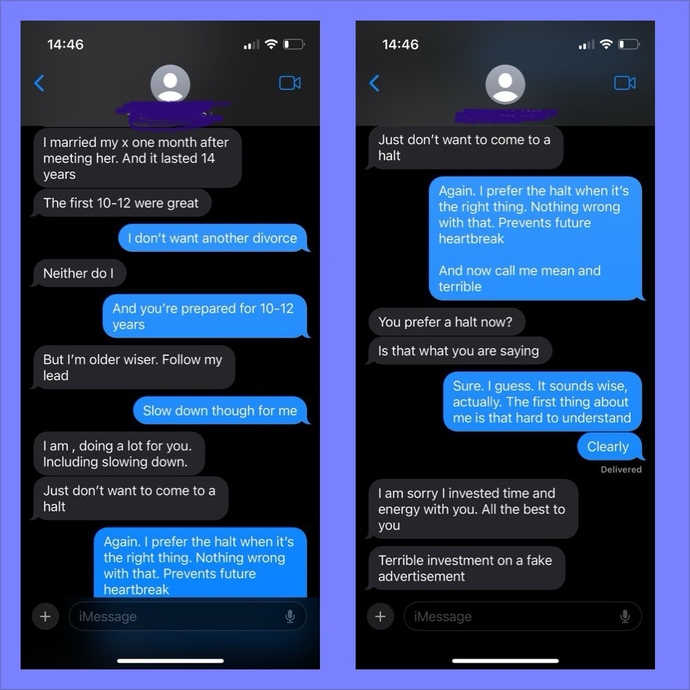Can you give me feedback on an online dating interaction?