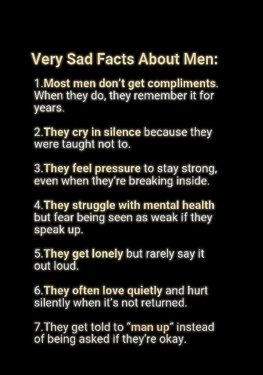 What are some sad facts about men that you can think of?