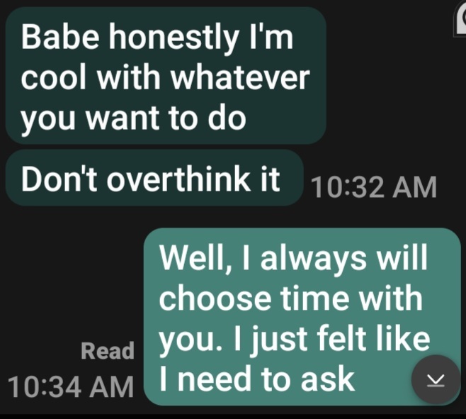 What would you do if you ask your boyfriend if he wanted to see you and he said im cool with either. Meaning seeing me or not seeing me?