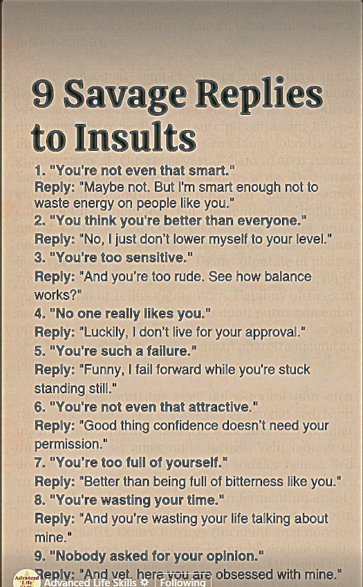 How do you react when someone insults you?