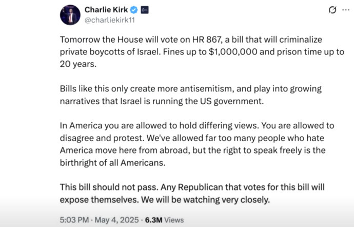 How did Charlie stop a bill to enslave US manufacturers to Israel just days after his jew mentor Horowitz died? But similar passed on his killing day?