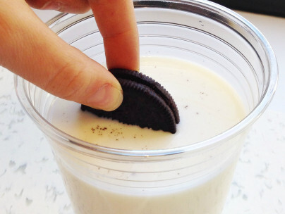 How do you eat a black and white cookie?
